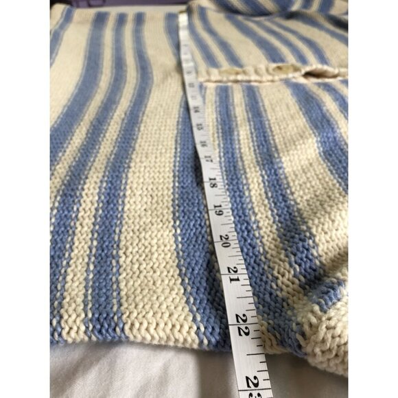 Billabong Women Make Way Stripe Cotton Crop Sweater M Blue & Ivory Coastal Beach - Picture 6 of 7